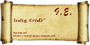 Indig Ernő névjegykártya